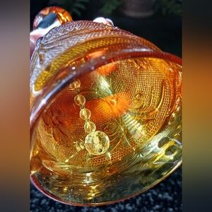 Vintage Indiana Glass Amber Bell, 5.75" tall, Excellent Condition